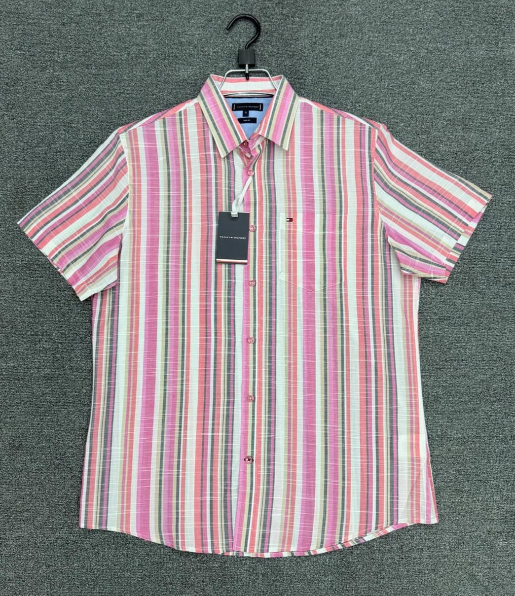 Multi-stripe short-sleeve shirt